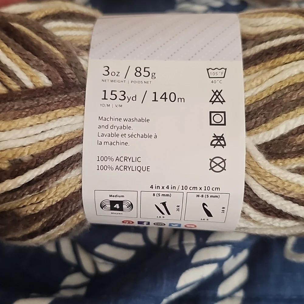 Lion Brand Basic Stitch Yarn - Brown and Cream